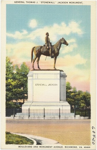 Historic postcard of the Stonewall Jackson Monument