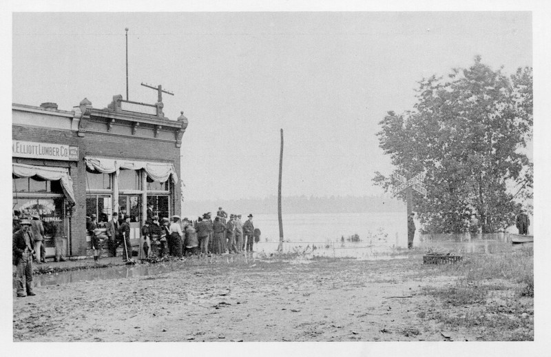 View of building, flood era.