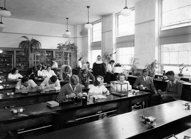 Science class at St. Mary's Springs Academy, 1940s.