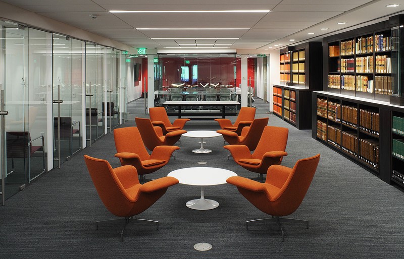 The library was founded in 1965 and features updated reading rooms such as this one.