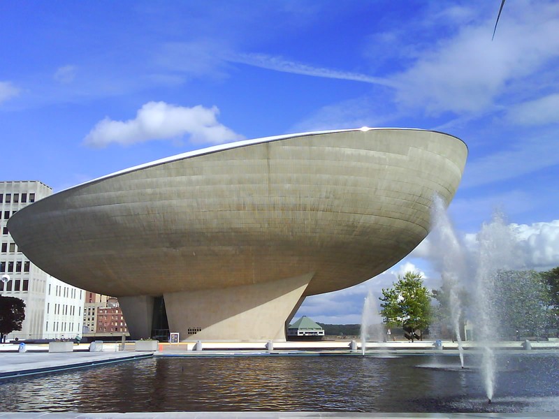 The Egg, as seen from the Empire State Plaza.