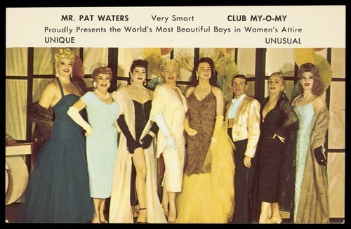 A publicity card advertising drag performers at Club My-O-My, c.1950s