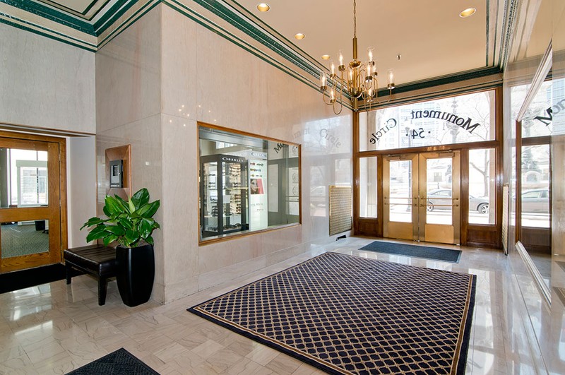 The marble-clad main lobby of the Test Building.