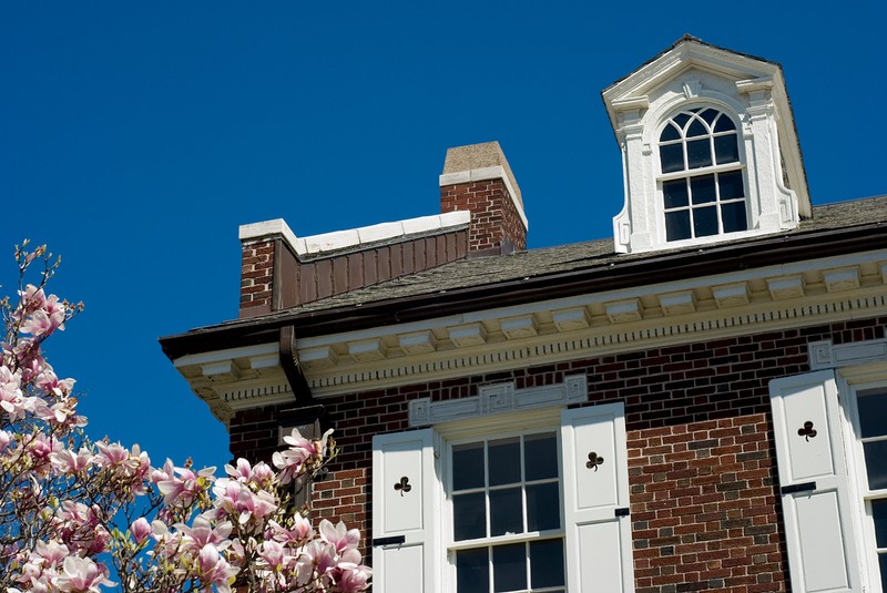 The famous shamrock shutters adorn the James Michael Curley House