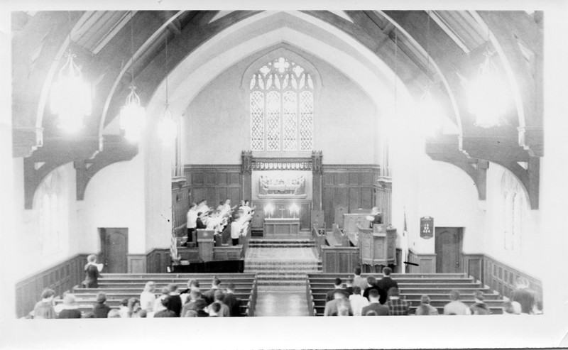 Inside of the Graham Tyler chapel after the fire of 1937