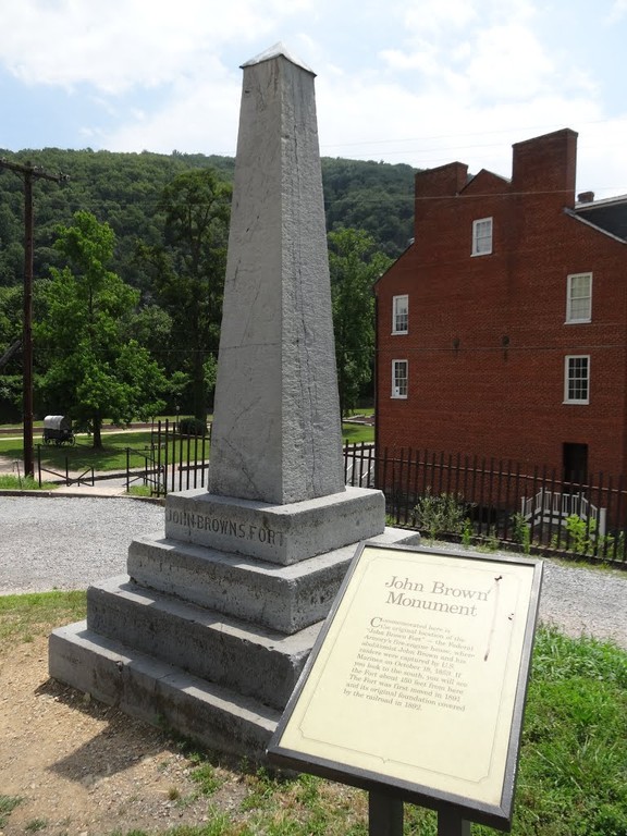 Placed by the B&O in 1895, this monument marks the spot where John Brown's Fort originally stood.