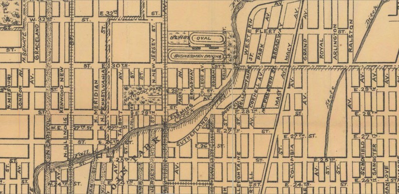 This is a map of Indianapolis at the time so you can see where the Newby Oval was located.
