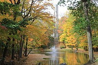 The bell tower within Holcomb Gardens