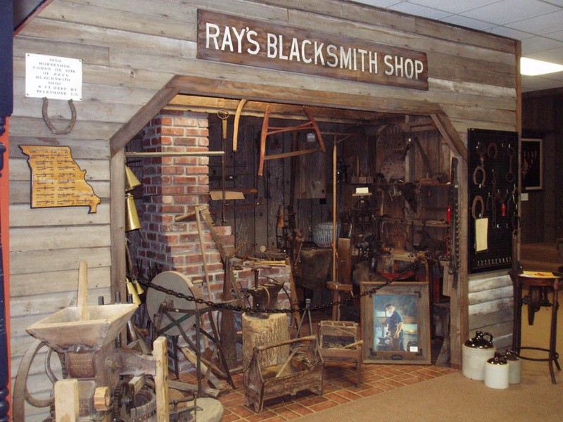 Ray's Blacksmith Shop display at the Raytown Historical Society Museum
