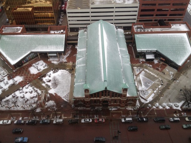 This aerial shot of the City Market Building reveals just how large it truly is.  