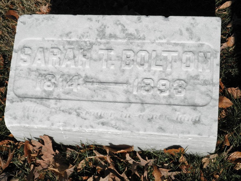 Sarah Bolton gravesite in Crown Hill Cemetery