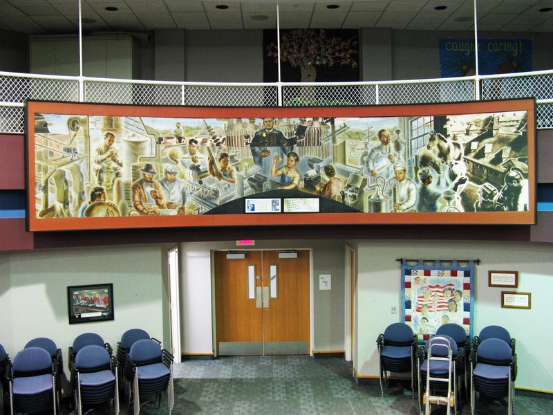 Rochester Community Schools Administration Complex, restored Marvin Beerbohm mural, 2011