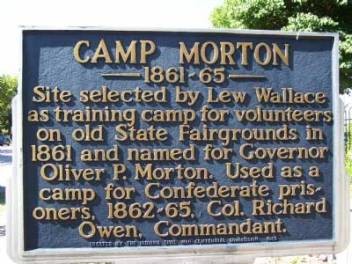 Roadside marker for Camp Morton 