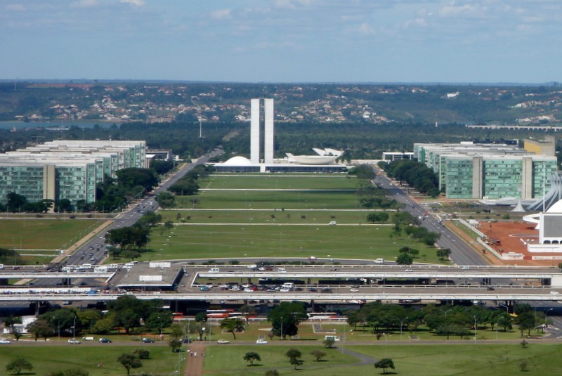 View of Ministries Esplanade in Brasilia, Brazil. There are noticeable similarities with the Empire State Plaza.