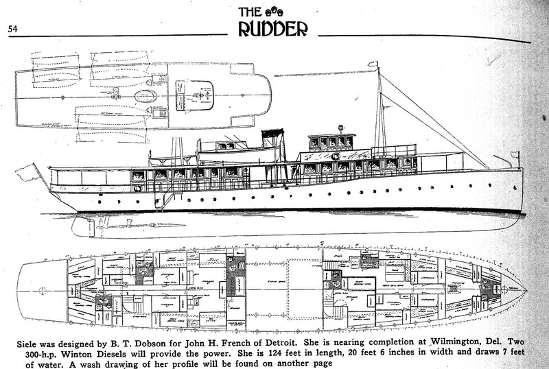Technical Drawing of the Siele from the May 1926 Rudder magazine, courtesy of Maunsel White