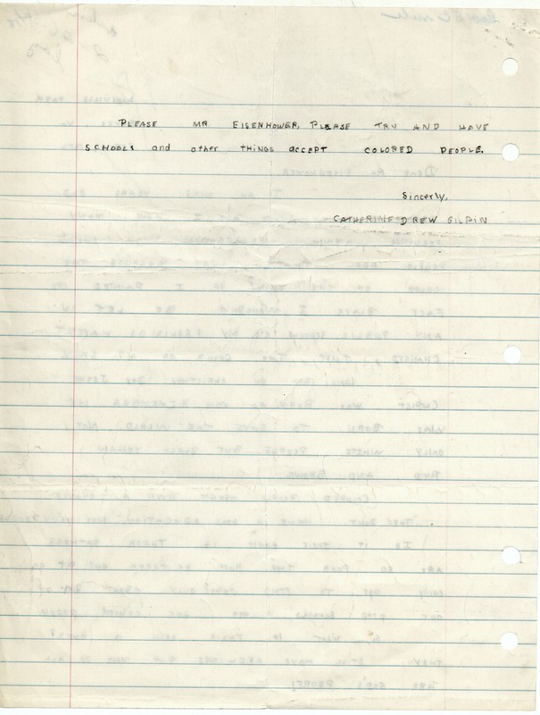 Drew Gilpin's letter (page 2) to President Eisenhower, 9 February 1957 (misdated 1956), Dwight D. Eisenhower Presidential Library.