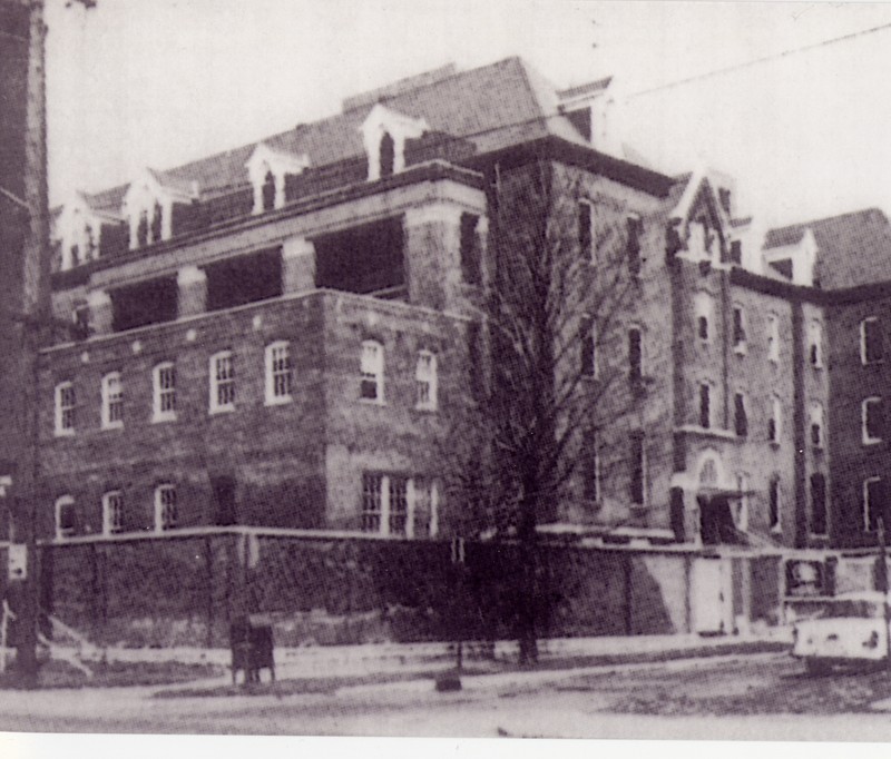 The Little Sisters of the Poor religious order's Home of the Aged Poor was at 520 East Vermont Street, sharing the city block with the first location of St. Vincent's Infirmary, and long survived it. Source: Indiana Medical History Museum.