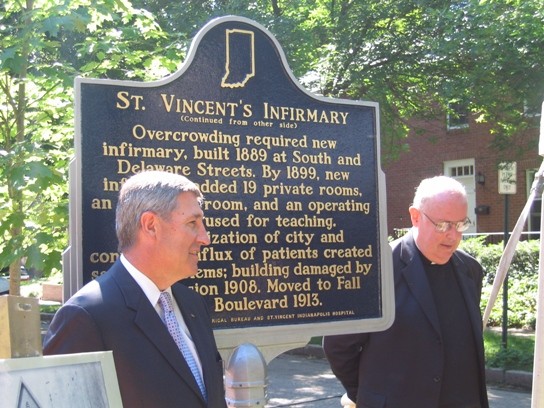 Vincent C. Caponi, the Chief Executive Officer at St. Vincent's and Msgr. Joseph Schaedel, Vicar General welcomed the new marker in 2008. 