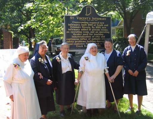 Sister Catherine Kelly (second from right), one of the oldest surviving nuns of the hospital, was among those who attended and participated in the ceremony in 2008.