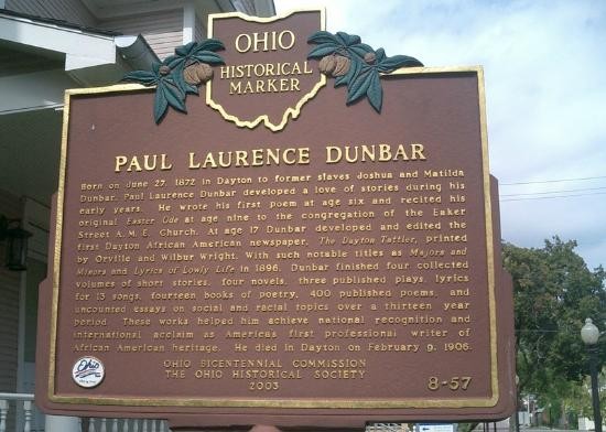 This historical marker describes Dunbar's life.
