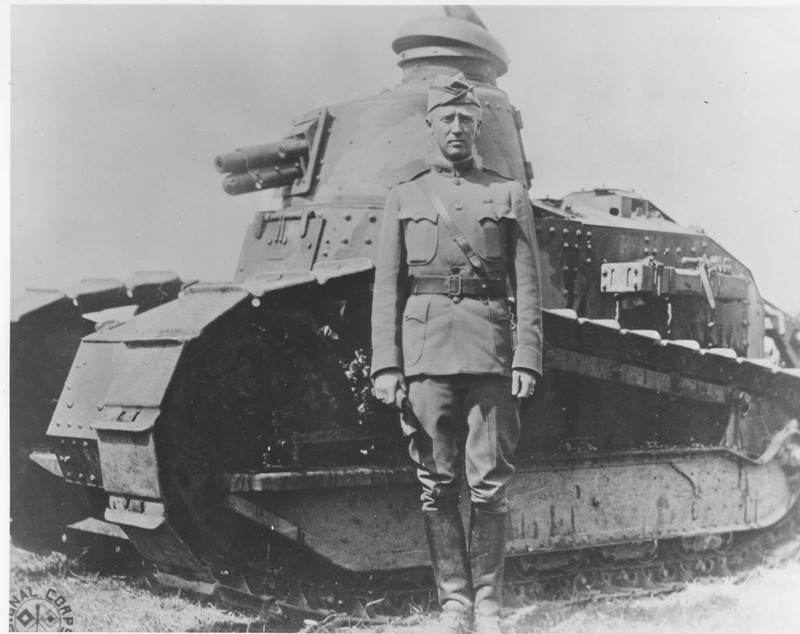 Patton during WWI beside Renault tank