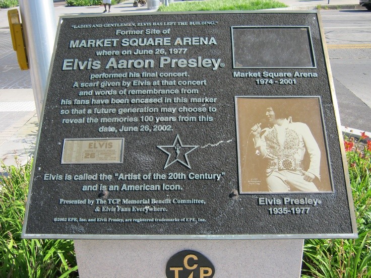 Marker commemorating the last concert of Elvis