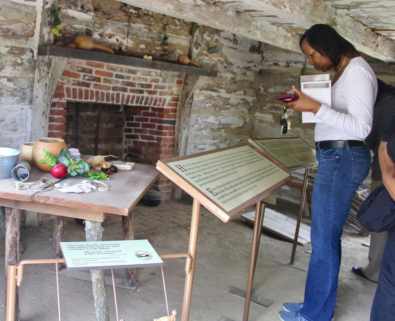 The slave cabin exhibit shows life in the 19th century and is based on the research and oral traditions of Agnes Kane Callum, whose ancestors walked these spaces both enslaved and free. 