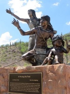 The First Sighting Monument is located at the base of Sentinel Peak.