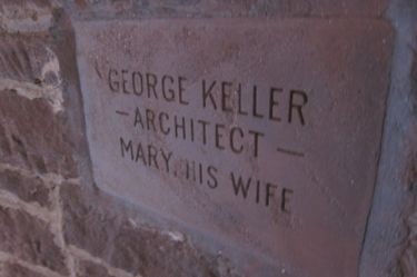 Inscription honoring George Keller and his wife.