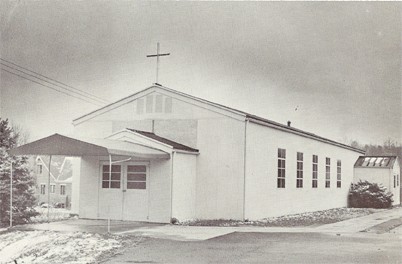 The temporary church structure before remodeling