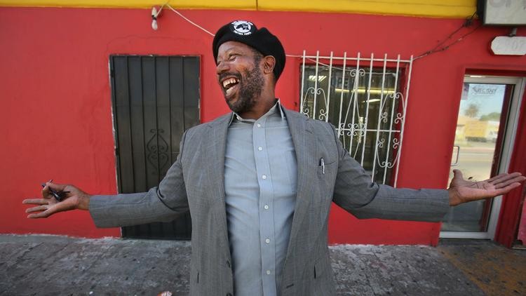 Henry Lee Wallace outside the former headquarters of the San Diego Black Panthers