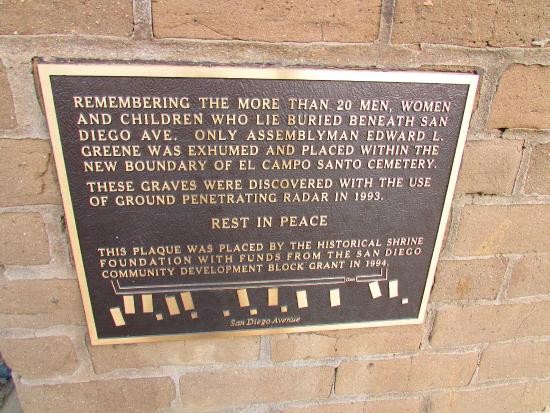 One of the bronze plaques at El Campo Santo