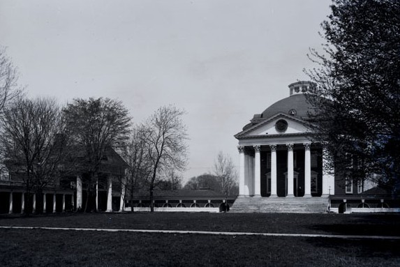 University of Virginia: The Rotunda and Pavilion I as seen from the Lawn in or before 1895