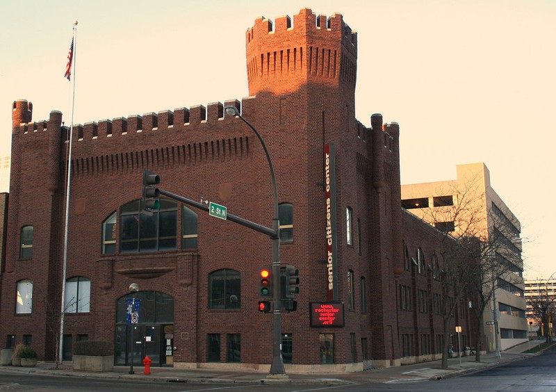 The historic Rochester Armory is now a food, cultural, and arts center called Castle Community. 