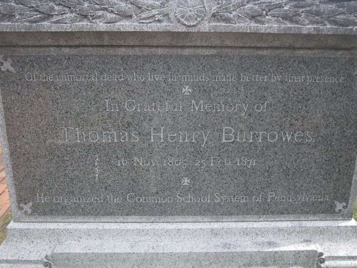 Thomas Henry Burrowes' grave stone in Lancaster County, Pennsylvania