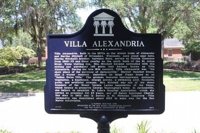 Historical Marker for Villa Alexandria, erected in 2013 by the San Marco Preservation Society and the Florida Department of State.
