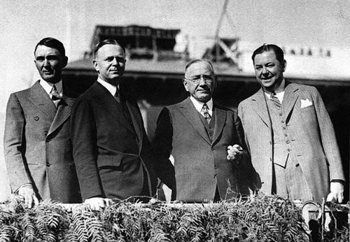 Baron Long, far right, with a number of his business partners. Prohibition racketeering, real estate, horse racing, hotels--Long was a powerful figure in Southern California from the 1910s to 1940s. He kept a stake in the hotel until 1944.