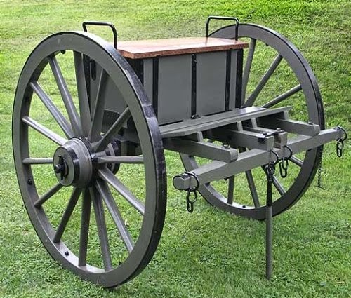 The caisson was sometimes referred to as a limber, and was used to transport artillery rounds and other equipment needed by artillery crew members.
Image from 10mm-wargaming.com