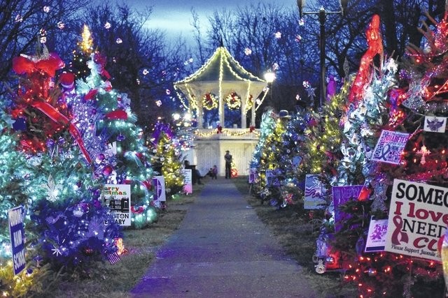 The park decorated for Christmas. From the Gallipolis Daily Tribune.