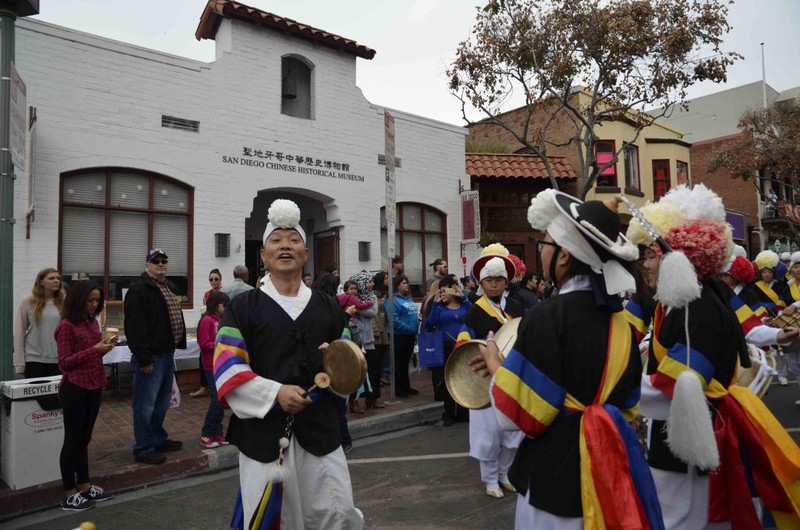 A cultural event outside the San Diego Chinese Historical Museum