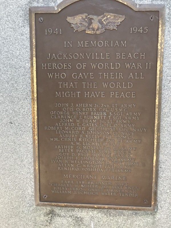 Jacksonville Beach Heroes of World War II at Beach Blvd. & 2nd. Ave N.