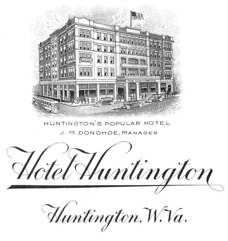 Ad for the Hotel Huntington, "Huntington's Popular Hotel"