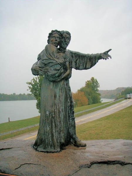 This monument celebrates the spirit of the French settlers who arrived in this area in the late 1700s early 1800s. It was designed by artist William P. Hopen and dedicated in 1990. 