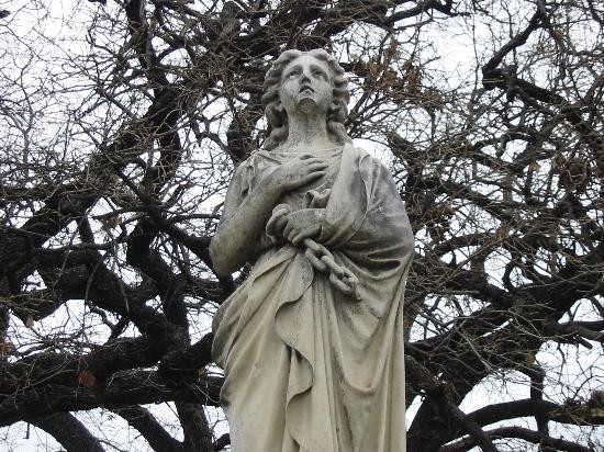 An example of some of the funerary art located within the cemetery.