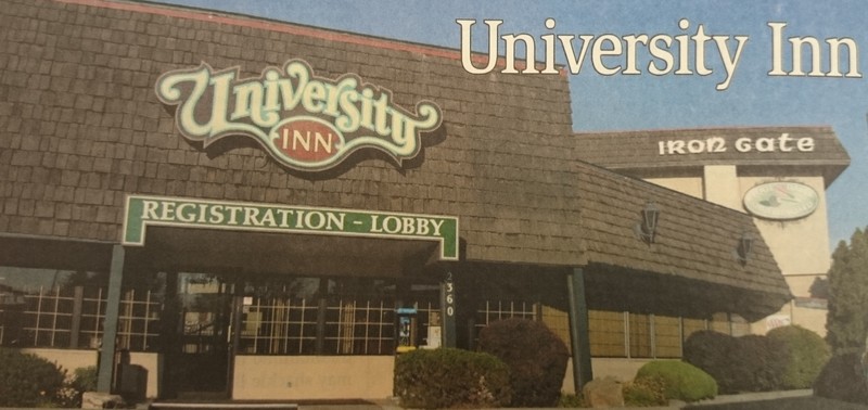 Image of the University Inn and Iron Gate lounge, demolished to build the Micron Business and Economics Building. (From BSU Special Collections)