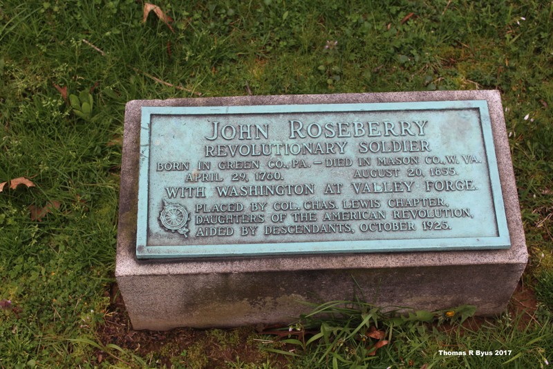 The Daughters of the American Revolution plaque near Roseberry's replaced marker. 