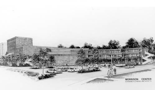 Proposed design of the Velma V. Morrison Center by Lombard-Conrad Architects.

Photo Courtesy of Boise State University Library, Special Collections and Archives.