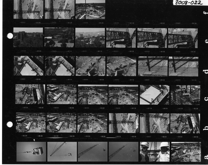 Contact sheet of facility under construction. Provided by BSU Special Collections.