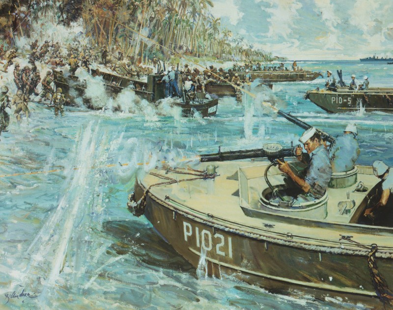 Artwork depicting Munro during the engagement at Guadalcanal. This image was found at-
https://www.uscg.mil/history/people/MunroPhotoGallery.asp