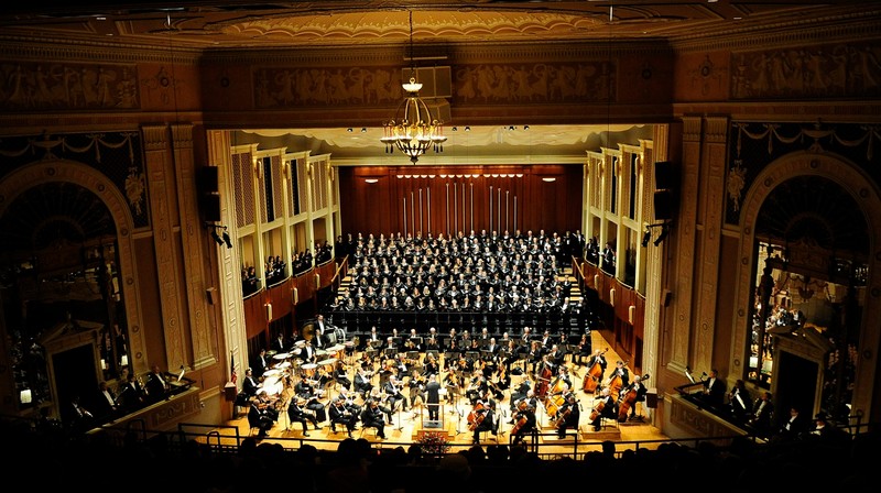 The Hilbert Circle Theatre is home to the Indianapolis Symphony Orchestra, seen here during a 2014 performance.  